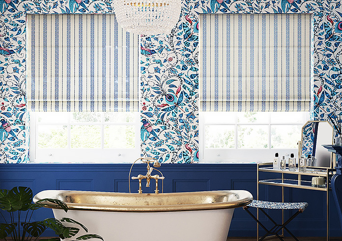 Laurel Stripe, Royal - Twist&Fit Roman Blind - Image 3
